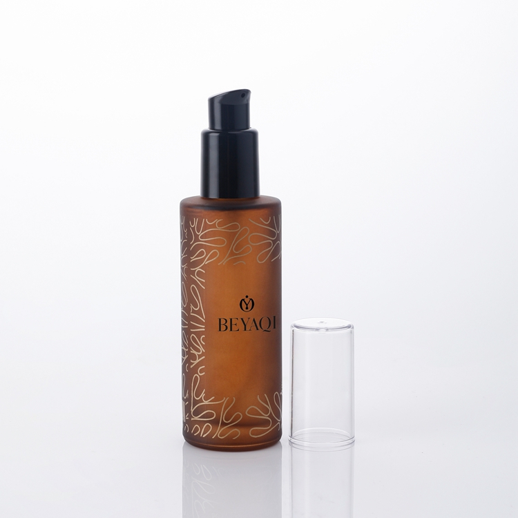 OEM ambientalmente cosmético que empaqueta las botellas de cristal ámbar del cuentagotas de la loción delgada del aceite 50ml