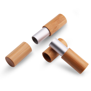 Bambú de madera vacío contenedor de bambú de plata vacío tubo de brillo de labios tubo de bálsamo de labios de bambú