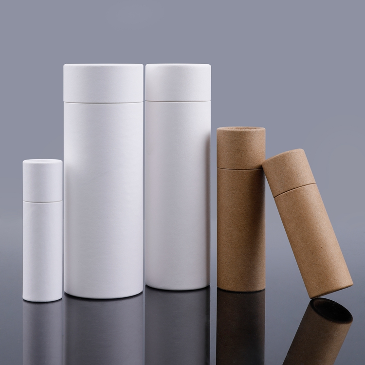 Envases cosméticos biodegradables respetuosos con el medio ambiente, envases de tubos de papel de cartón, desodorante de lápiz labial Kraft, cajas de cartón, tubos de embalaje