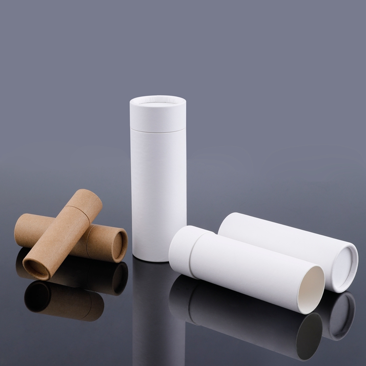 Envases cosméticos biodegradables respetuosos con el medio ambiente, envases de tubos de papel de cartón, desodorante de lápiz labial Kraft, cajas de cartón, tubos de embalaje