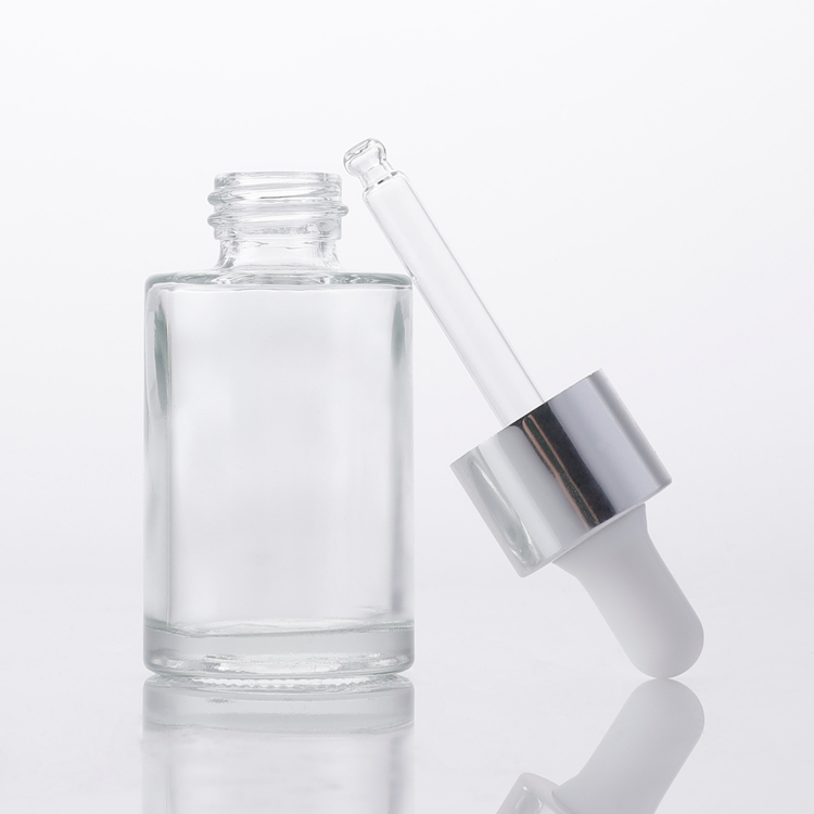 Botellas de embalaje de aceite esencial con cuentagotas de vidrio, aceite personalizado transparente, botella cuentagotas de vidrio de 30 ml 
